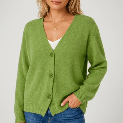 Nordori | Strikket cardigan med V-hals og patchwork-mønster