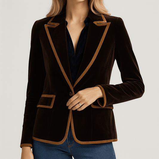 Nordori | Løstsiddende blazer i fløjl med farveblok