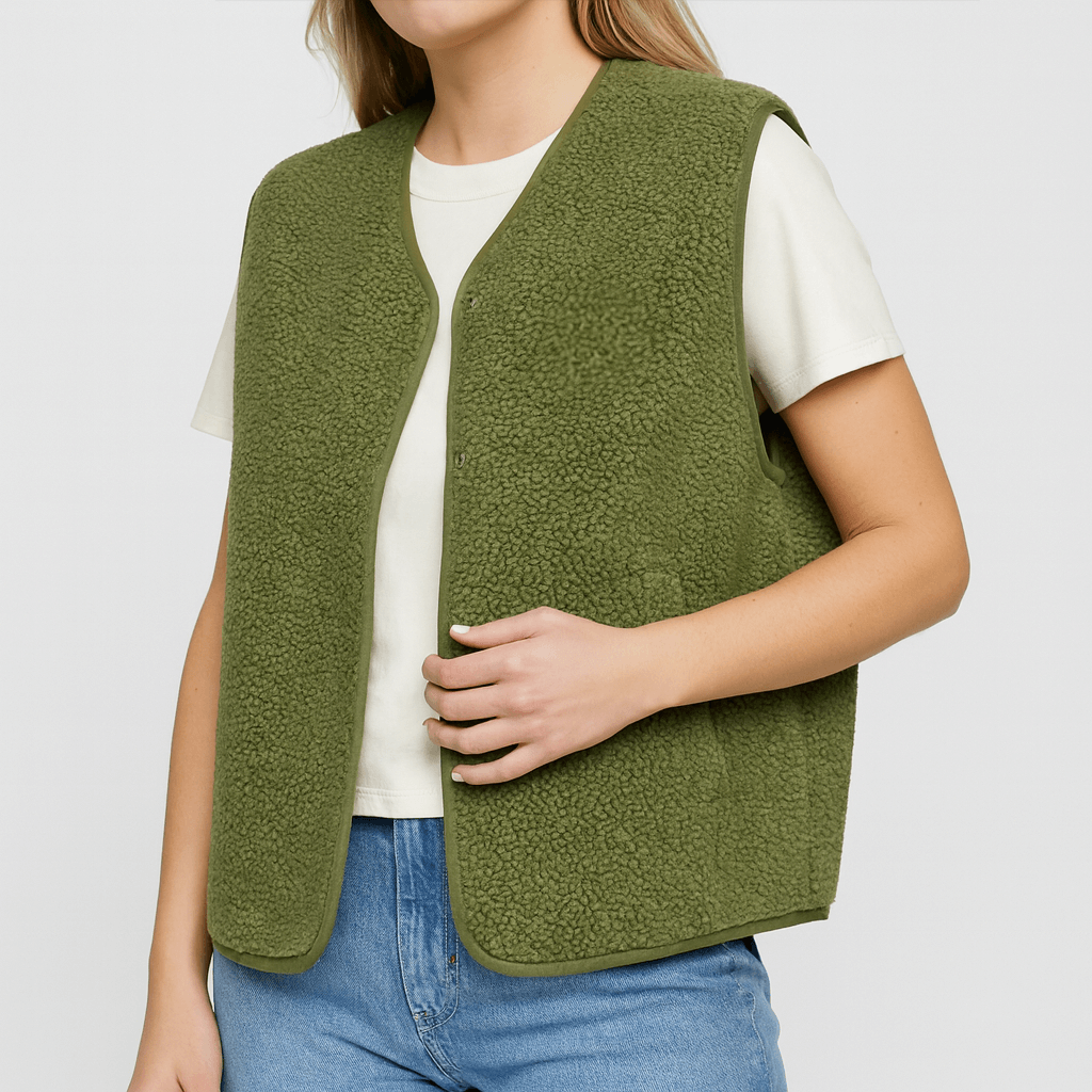 Nordori | Blødt Sherpa fleece vest med åben front