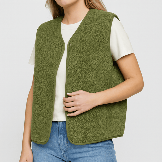 Nordori | Blødt Sherpa fleece vest med åben front