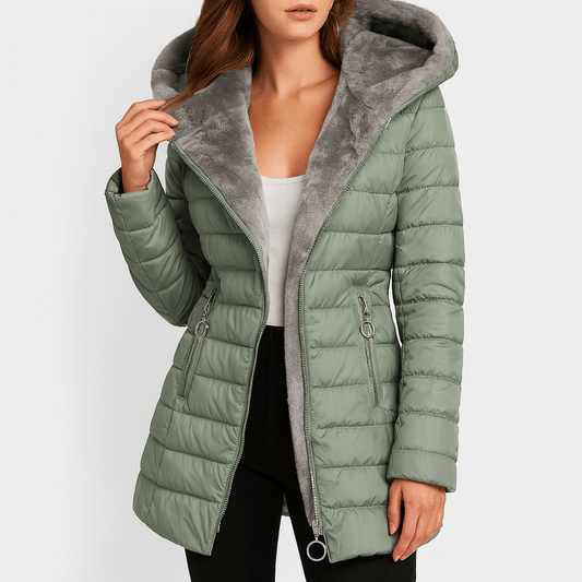 Nordori | Uld vinterjakke med pels og lang pasform