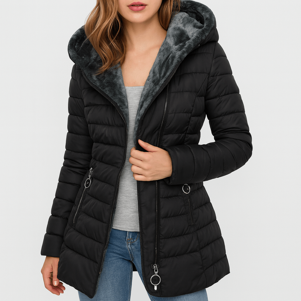 Nordori | Uld vinterjakke med pels og lang pasform