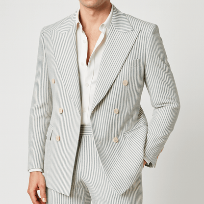 Nordori | Dobbeltradet jakkesæt i åndbar bomulds-seersucker