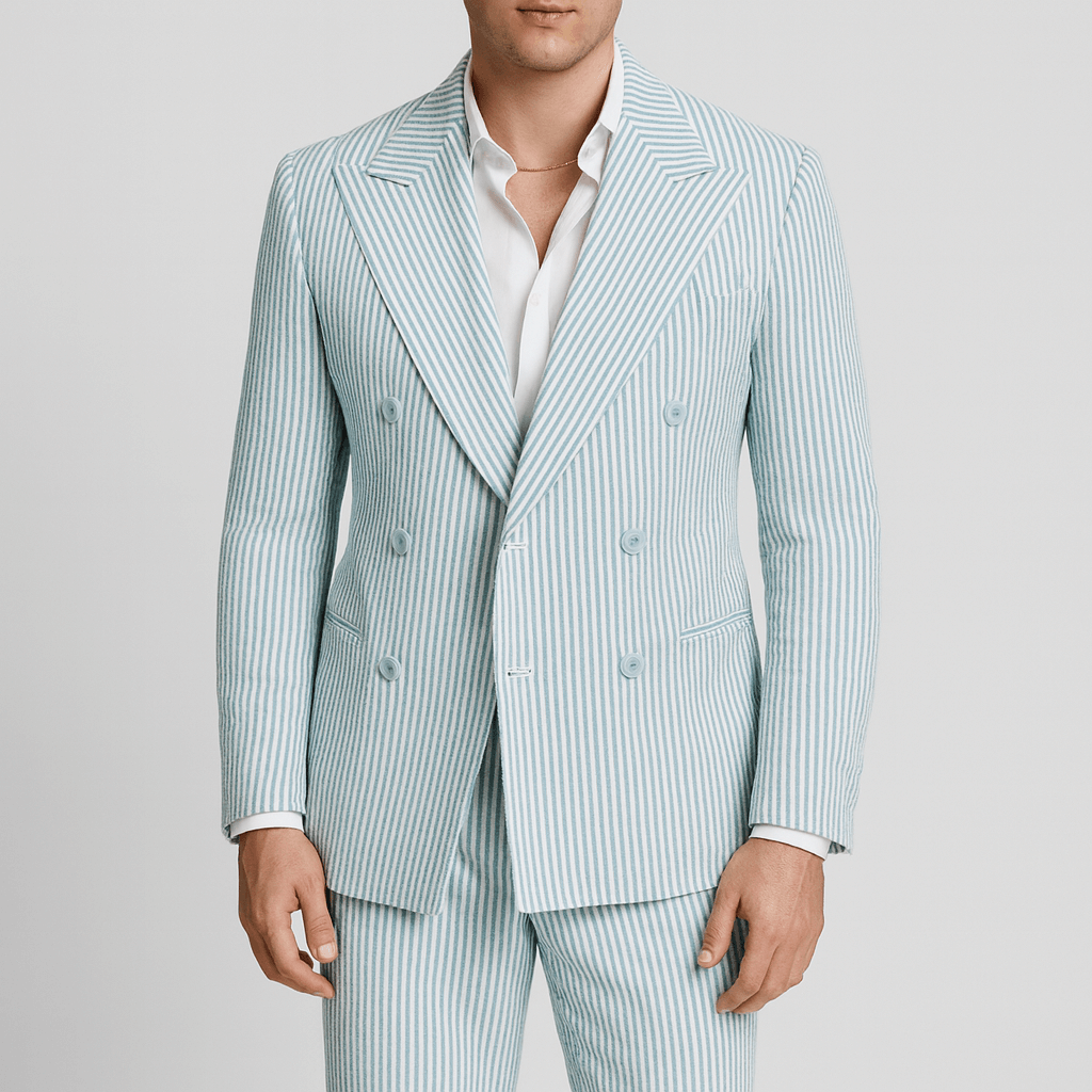 Nordori | Dobbeltradet jakkesæt i åndbar bomulds-seersucker