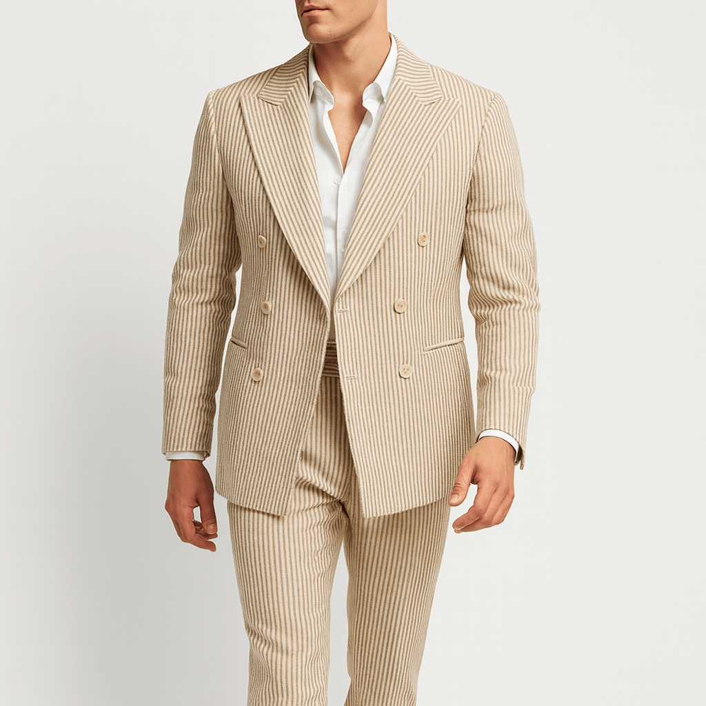 Nordori | Dobbeltradet jakkesæt i åndbar bomulds-seersucker