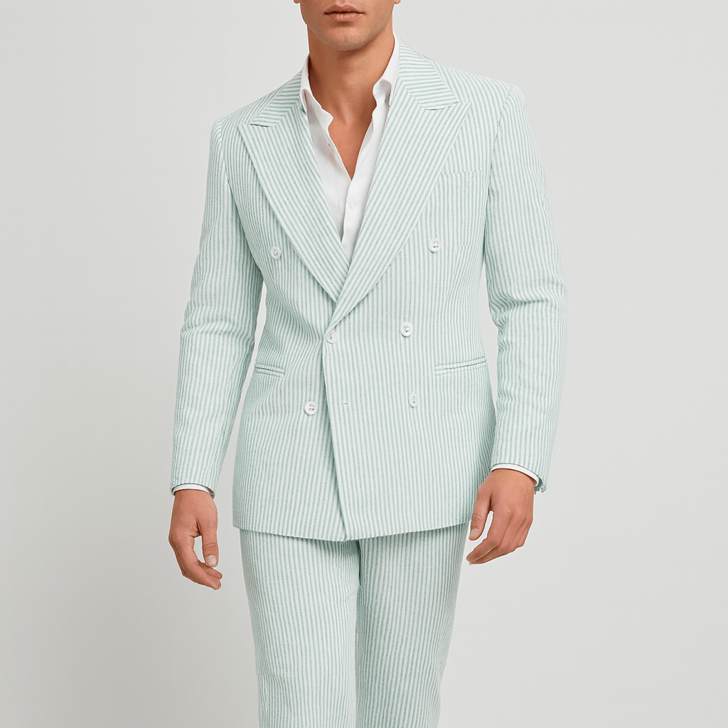 Nordori | Dobbeltradet jakkesæt i åndbar bomulds-seersucker