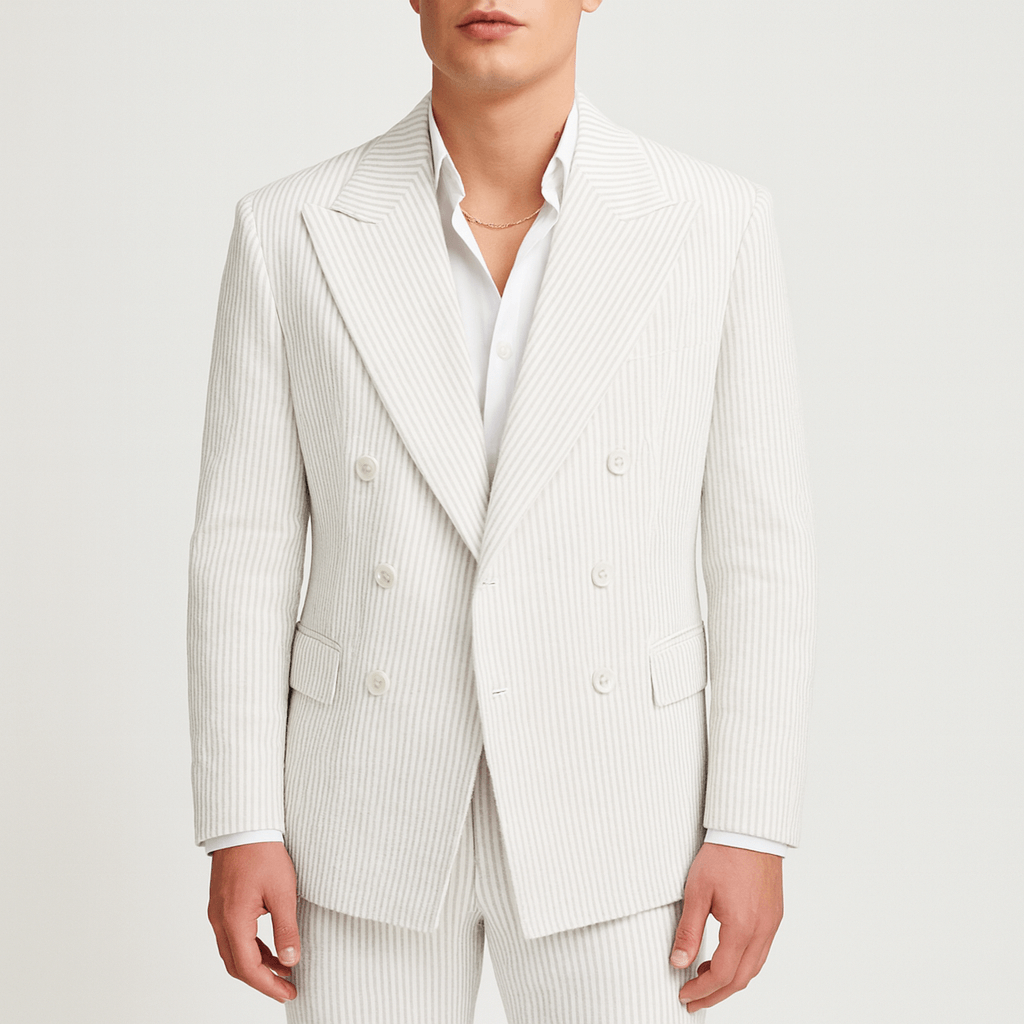 Nordori | Dobbeltradet jakkesæt i åndbar bomulds-seersucker